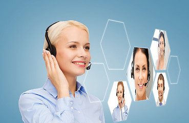 Image showing smiling woman helpline operator