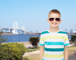 Image showing smiling cute little boy in sunglasses