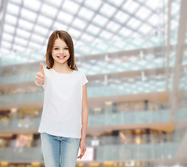 Image showing smiling little girl in white blank t-shirt