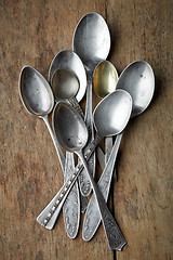 Image showing old silver teaspoons