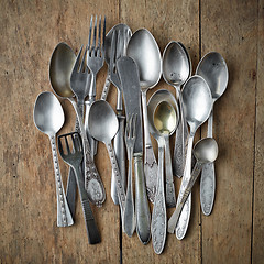 Image showing old silver tableware