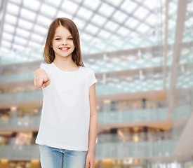 Image showing smiling little girl in white blank t-shirt