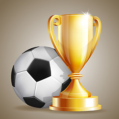 Image showing Gold cup with a football ball