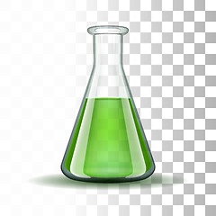 Image showing Chemical laboratory transparent flask with green liquid