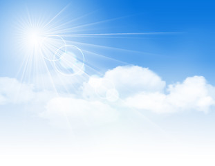 Image showing Blue sky with clouds and sun.