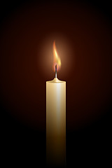 Image showing Burning candle on black background.