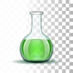 Image showing Chemical laboratory transparent flask with green liquid