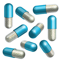 Image showing Medical blue capsule with granules