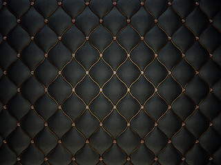 Image showing Black Buttoned luxury leather pattern with gemstones