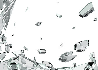 Image showing Sharp pieces of smashed glass isolated 