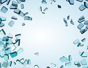 Image showing Many pieces of shattered blue glass 