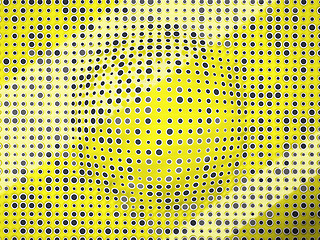 Image showing Polka dots pattern with black circles and bump on yellow