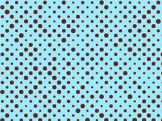 Image showing Polka dot pattern with black circles and white rectangles on blu