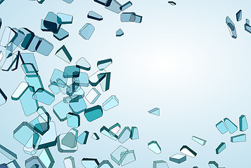 Image showing Shattered blue glass Pieces and gradient