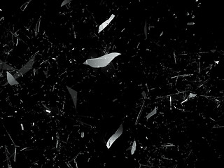 Image showing Pieces of demolished glass on black