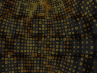 Image showing Circles in golden rectabgles pattern with bumps on black