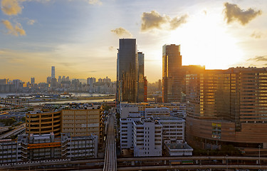 Image showing Sunset in downtown