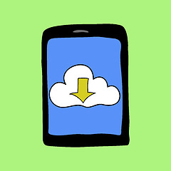 Image showing Doodle style tablet with cloud