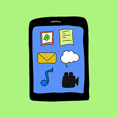 Image showing Doodle style pad with applications icons