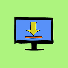 Image showing Doodle style computer with uploading sign