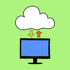 Image showing Cloud computing doodle style