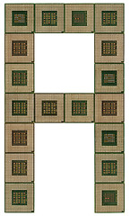 Image showing letter A  made of old and dirty microprocessors