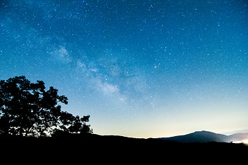 Image showing the Milky Way above blue ridge parkway mountains