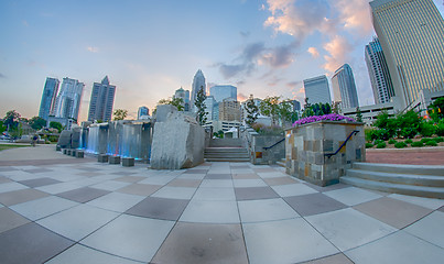 Image showing August 29, 2014, Charlotte, NC - view of Charlotte skyline at ni
