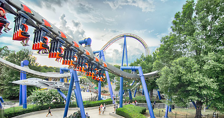 Image showing rollercoaster rides at an amusement park