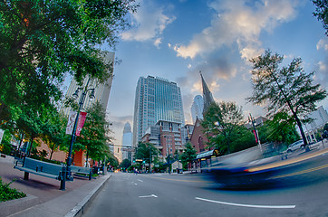 Image showing morning city skyline and streets in charlotte nc