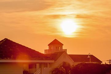 Image showing buildings silhouettes at sunrise on cape hatteras natinal seasho