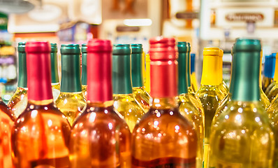 Image showing Bottles of wine shot with limited depth of field