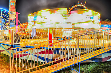 Image showing abstract lights of ferry ride at carnival