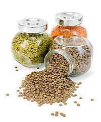Image showing Lentil different in jars