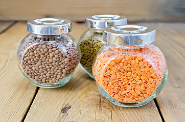 Image showing Lentils different in jars on the board
