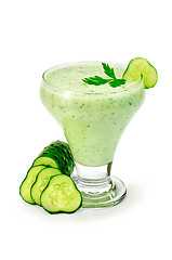 Image showing Yogurt with cucumber and parsley