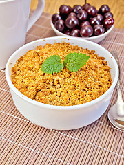 Image showing Crumble cherry on bamboo napkin