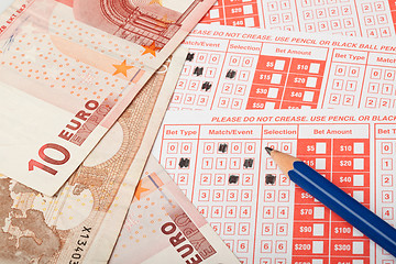 Image showing Euro and sports betting slip