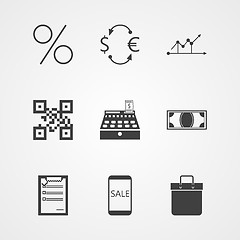 Image showing Contour vector icons for internet moneymaking