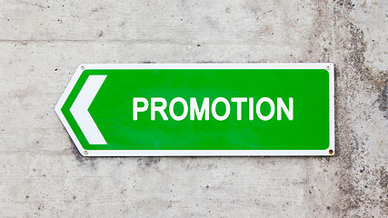 Image showing Green sign - Promotion