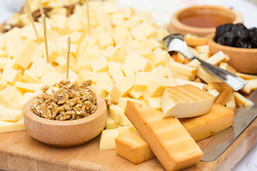 Image showing Cheese Plate with Dried Fruit and Honey 