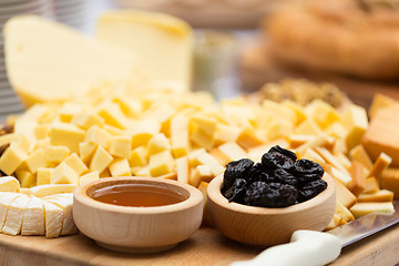 Image showing Cheese Plate with Dried Fruit and Honey 