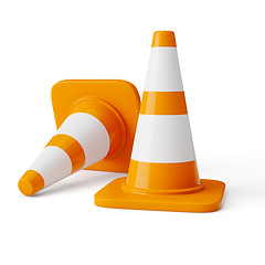 Image showing Orange highway traffic construction cones