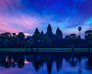 Image showing Angkor Wat famous Cambodian landmark on sunrise