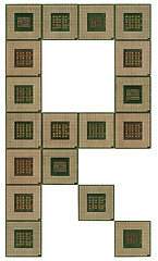 Image showing letter R  made of old and dirty microprocessors