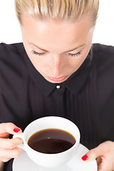 Image showing Business woman with cup of coffee.