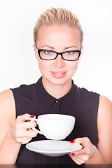 Image showing Business woman with cup of coffee.