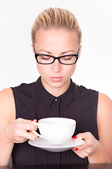 Image showing Business woman with cup of coffee.