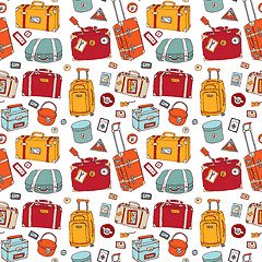 Image showing Suitcases. Seamless background.