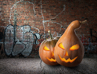 Image showing Pumpkins and graffiti